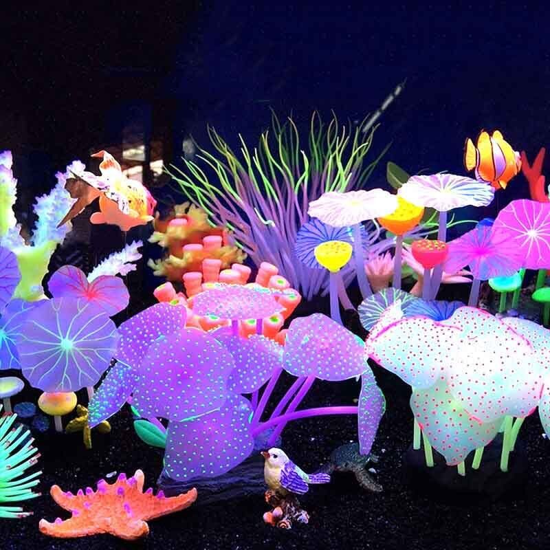 Silicone Glowing Landscape Art - Fish Toys For Aquarium 评论和价格