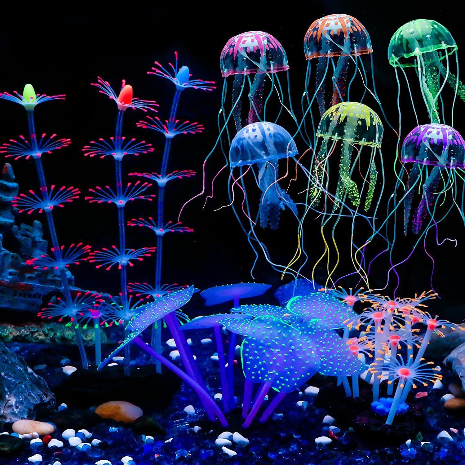 Silicone Glowing Landscape Art - Fish Toys For Aquarium 评论和价格