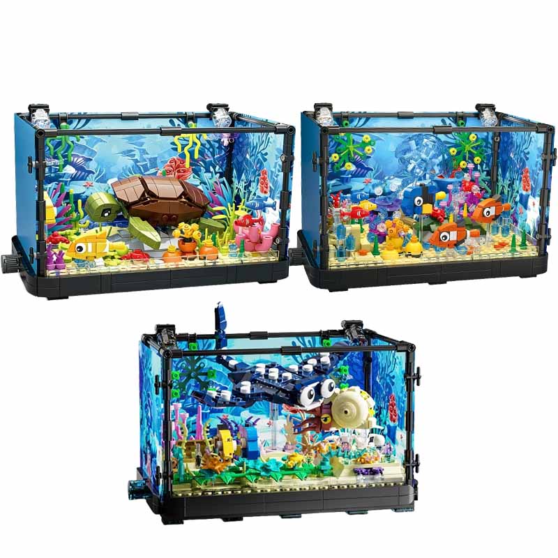 Fish Tank Building Block Set w - Fish Toy In Aquarium 评论和价格