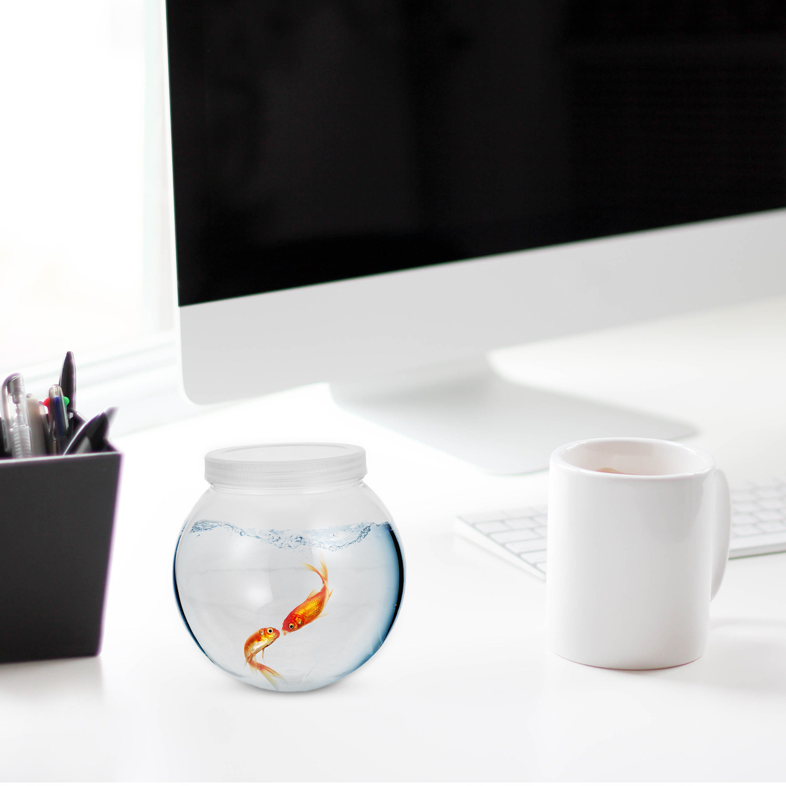 Small Desktop Fish Bowl Transp - Fish Toy In Aquarium 评论和价格