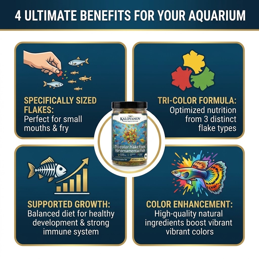 Tri-Color Aquarium Fish Food F - Aquarium Fish Food 评论和价格